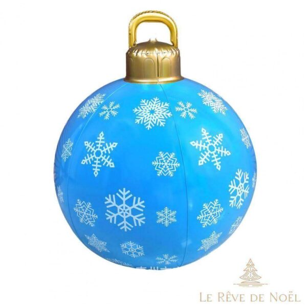boule de Noël gonflable bleue avec flocons