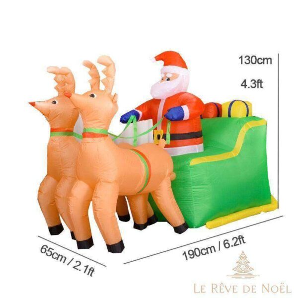 Traineau vert gonflable Noël