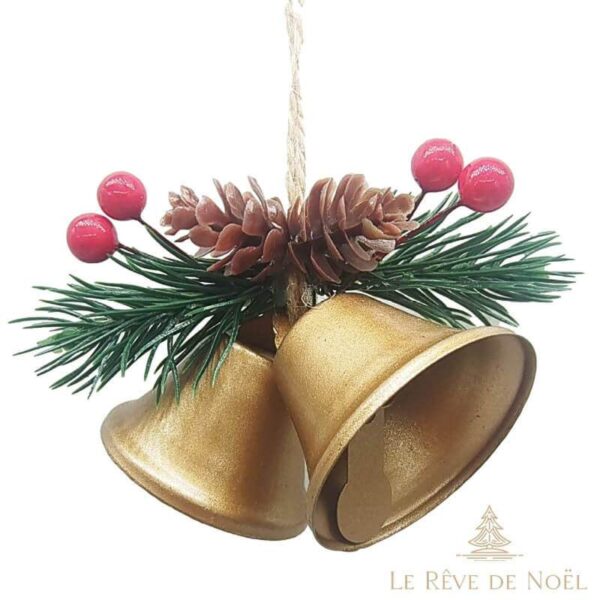 cloche de Noël double cloche or