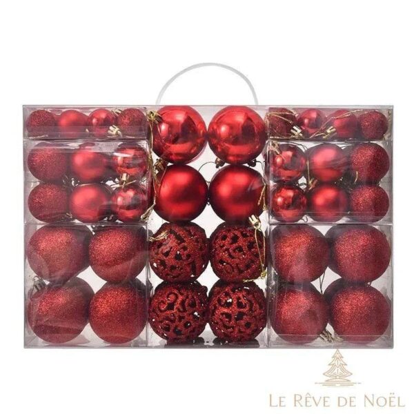 lot de 100 boules de Noël rouge