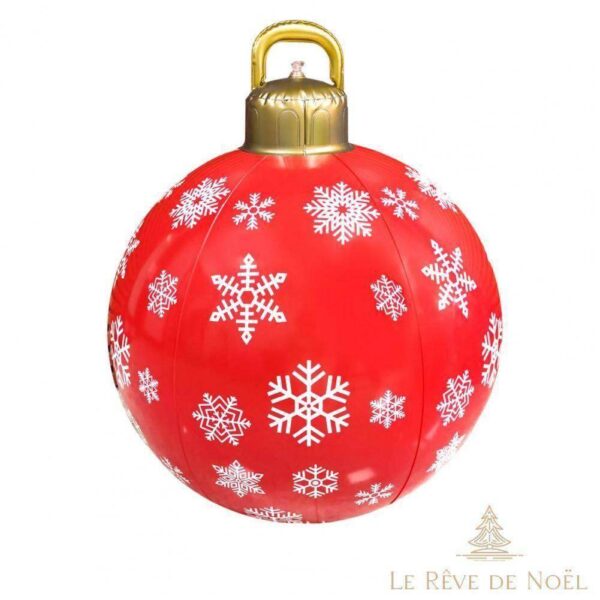 Boule de Noël gonflable rouge avec flocons