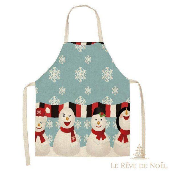tablier Noël Bonhomme de neige blanc