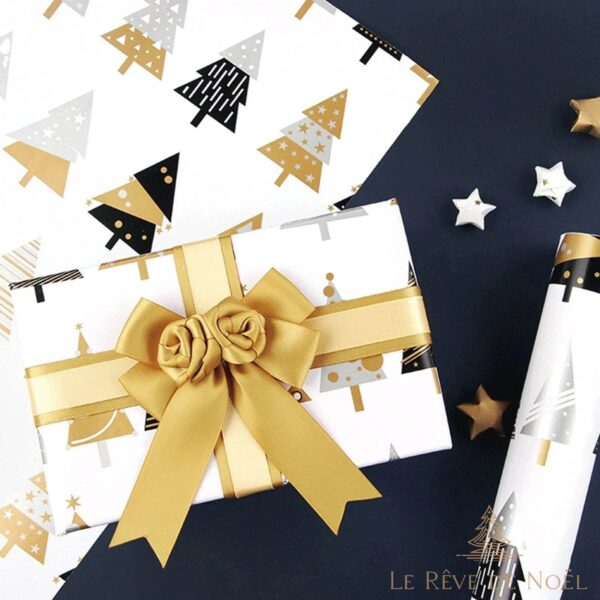 papier cadeau blanc et or