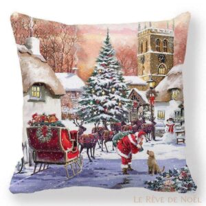 housse de coussin paysage noël