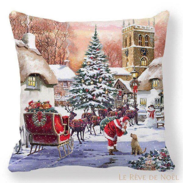 housse de coussin paysage noël