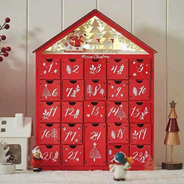 Calendrier de l'avent Maison rouge LED