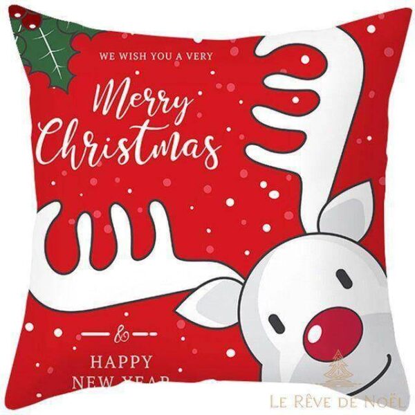 housse de coussin de Noël Renne blanc