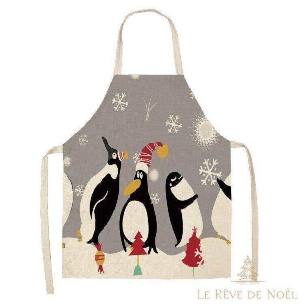 tablier de noël avec pingouins