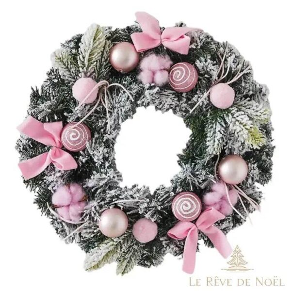 Couronne de noellumineux rose