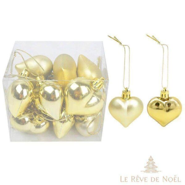 Boules de Noël coeur Or