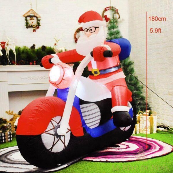 structure de Noël gonflable Père Noël en moto