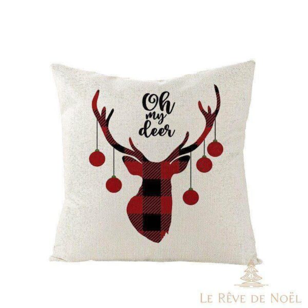 Housse de coussin de Noël Tête de renne