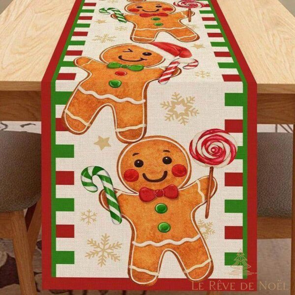 chemin de table Noël tissu festif