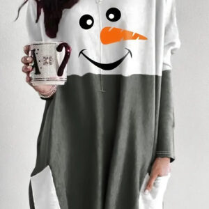 Robe Pull Motif Bonhomme De Neige
