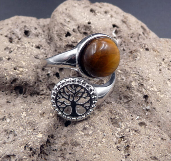 bague de protection arbre de vie oeil de tigre