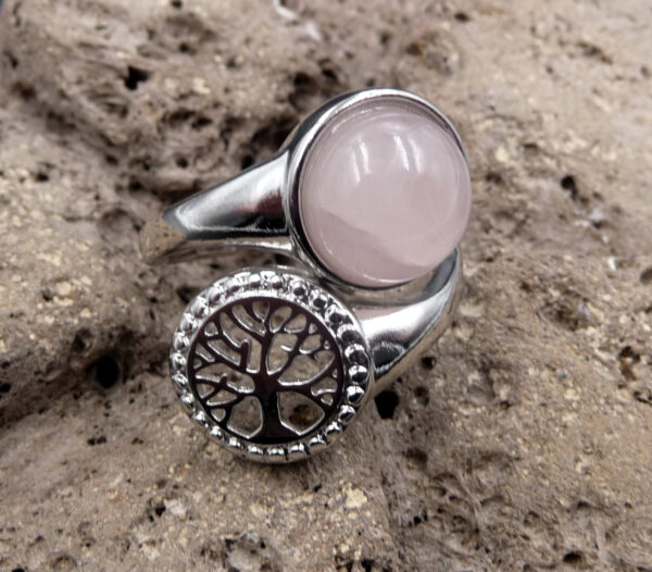 bague protection arbre de vie quartz rose