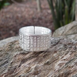 Bague Bouddhiste Tibétaine en argent 925 Sutra du Coeur
