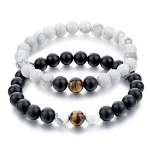 Bracelets de distance Agate noire et Howlite