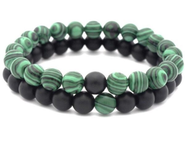bracelets de distance agate noire et malachite