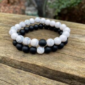 Bracelets distance Agate noire Howlite blanche
