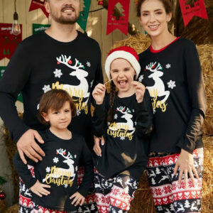 pyjama famille noir et rouge noellumineux