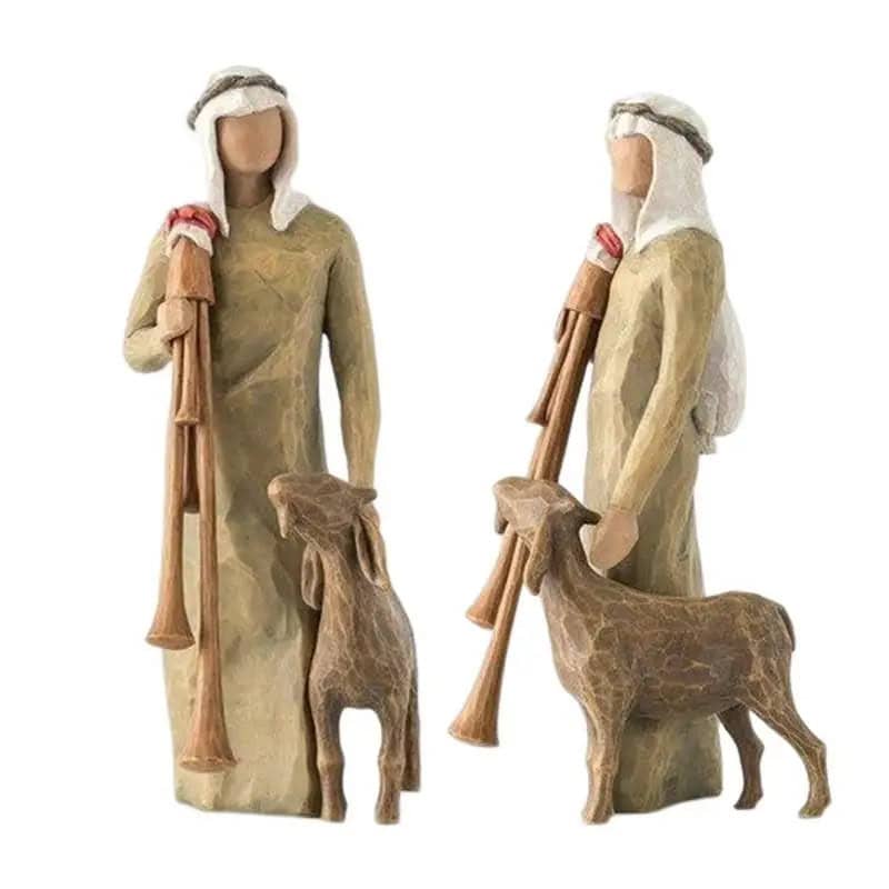 Figurine De Crèche Berger Dolfi, Bois D'érable Sculpté Main, 12 Cm - Collection Matteo