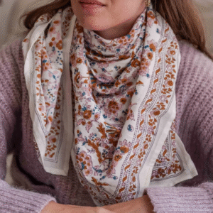 foulard block-print floral indien