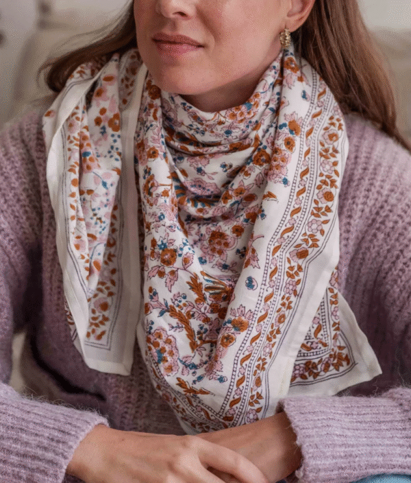 foulard block-print floral indien