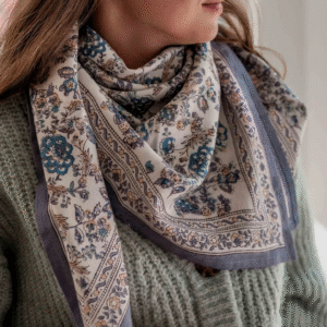 Foulard Block-Print Kiala Céleste noellumineux