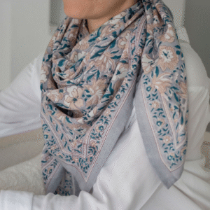 foulard Block-Print Salvador Orage