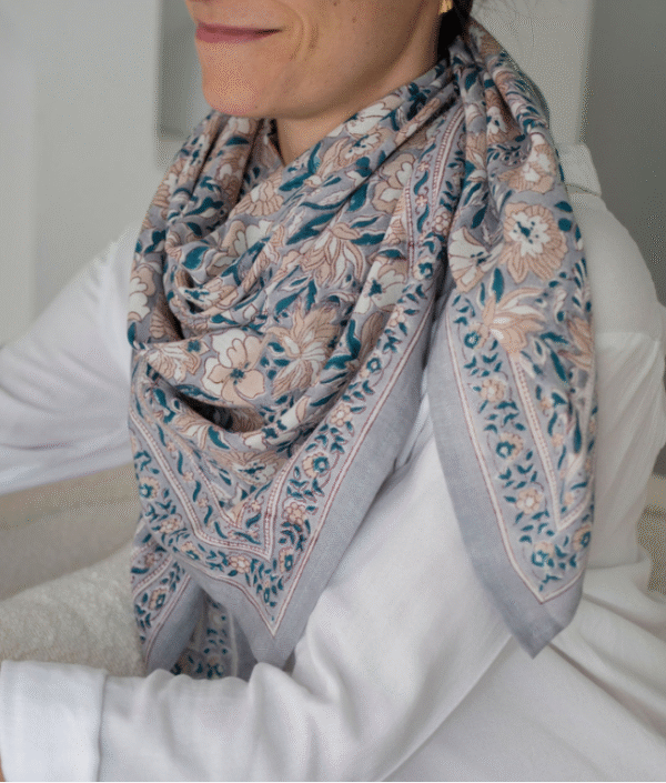 foulard Block-Print Salvador Orage
