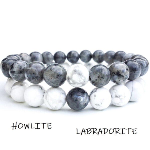 Bracelets de distance Labradorite et Howlite 8 mm