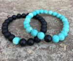 bracelet authentique couple agate noire howlite turquoise