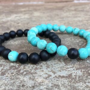 bracelets de distance agate noire howlite turquoise