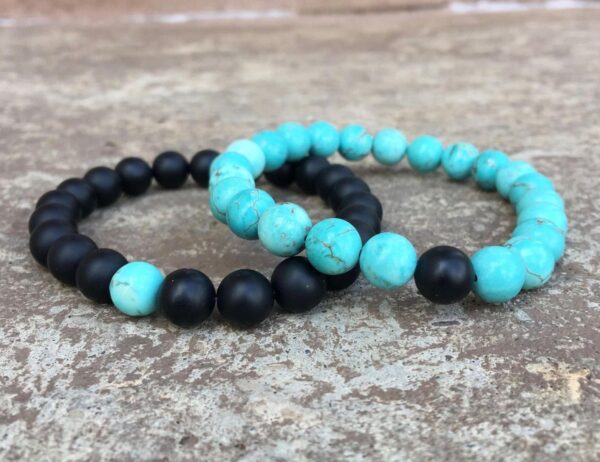 bracelets de distance agate noire howlite turquoise