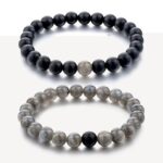 bracelet en agate noire et labradorite