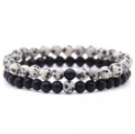 bracelets de distance Agate noire et Jaspe Dalmatien