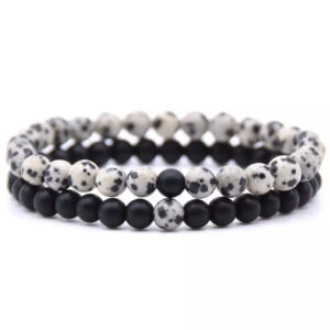 bracelets de distance Agate noire et Jaspe Dalmatien