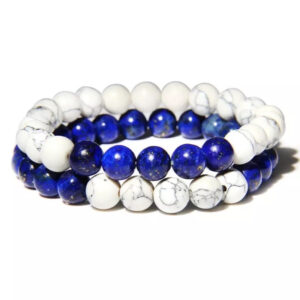 Bracelets de distance Lapis Lazuli et Howlite blanche