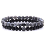 bracelets de distance couples agate noire labradorite