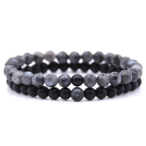 bracelets de distance couples agate noire labradorite