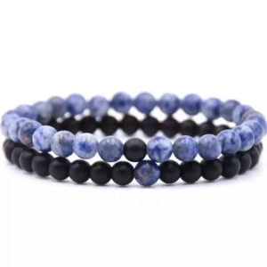 bracelet distance couples agate noire sodalite