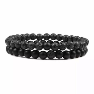 bracelet pierre de lave et agate noire