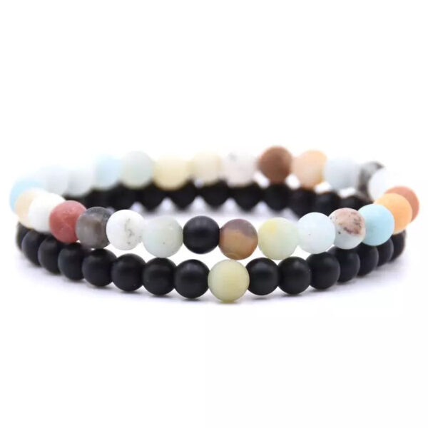 bracelets de distance couples agate noire et amazonite