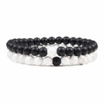 bracelets couples agate noire howlite blanche