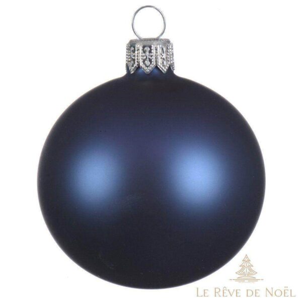boules de Noël mates bleu nuit 10 cm