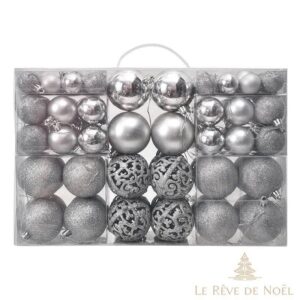 lot de 100 boules de Noël argent