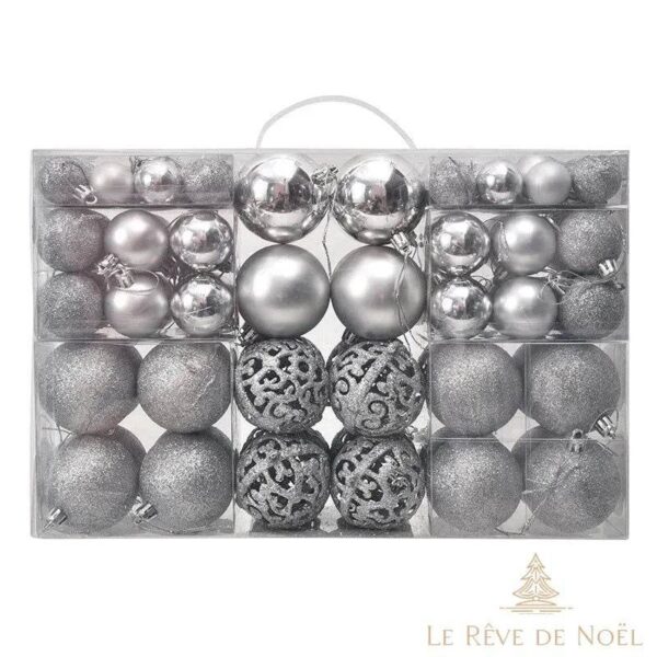 lot de 100 boules de Noël argent