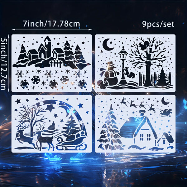 pochoir Noël scènes festives