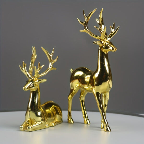 cerf decoration de noel doré